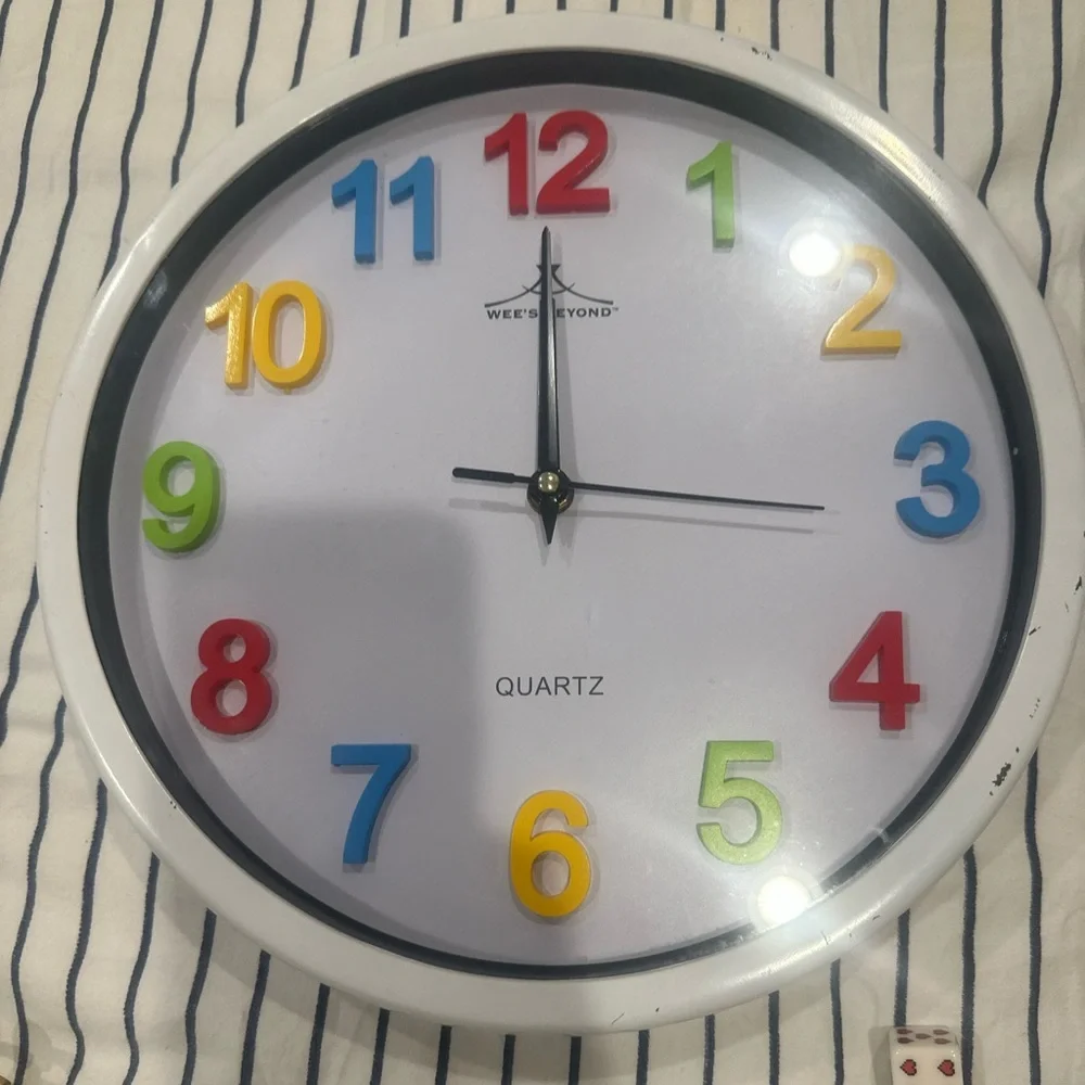 Vintage Multicolor Number Wall Clock by - White Frame